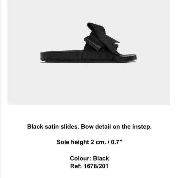🖤 ZARA- SATIN BOW SLIDES Size 5 - Picture 6 of 8